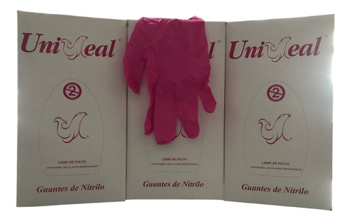 Guantes Nitrilo Color Rosa Marca Uniseal