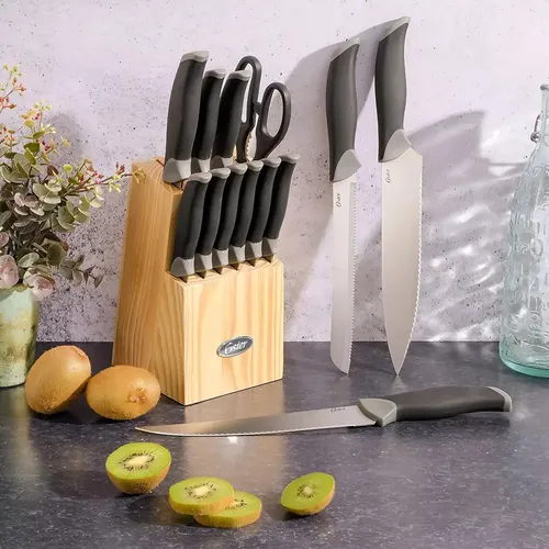 Conjunto De Facas 14 Peças Aço Inox Com Cepo Lindbergh Oster Cor