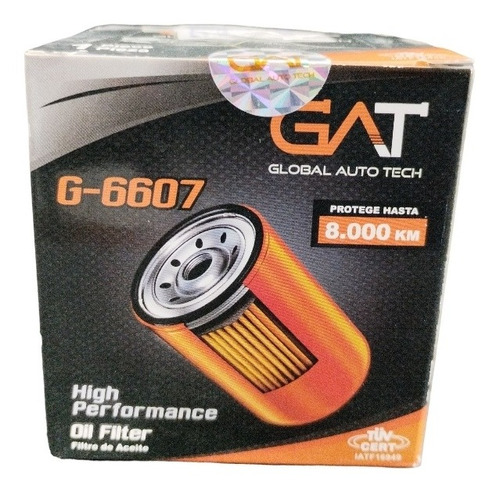 Filtro De Aceite Gat G-6607 Ford Ka/ Laser/ Nissan Sentra