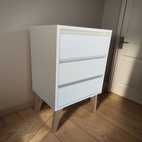 1 Mesa Cabeceira C/3gav 100% Mdf Montado Branco 50cm