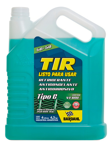 Líquido refrigerante/anticongelante Bardahl 01 Refrigerante diluido verde en bidón 4L