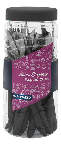 Cubiertos Juego X24 Acero Inox  Negro, Elegance Martinazzo