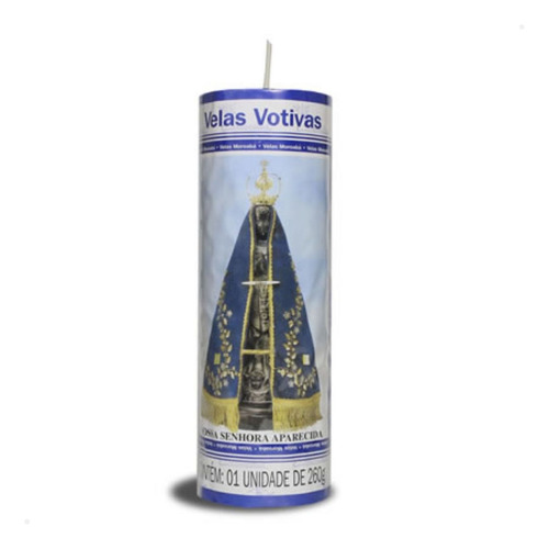 Velas Vela Votiva 7 Dias Moroabá Forma Cilíndrica  Com Design Padroeira Nossa Senhora Aparecida Branco Aroma N/a X 5cm Diâmetro De 5cm