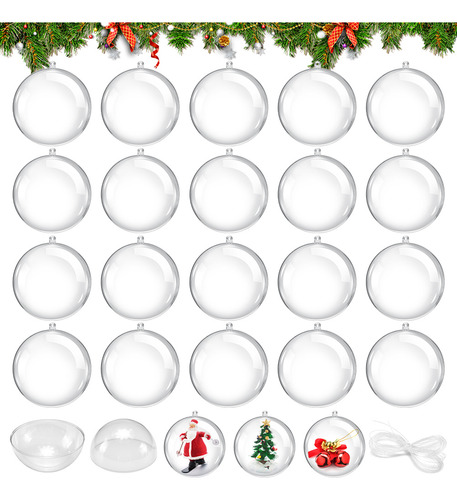Pack 6 Esferas Acrílico Para Rellenar Decorar Navidad 8cm