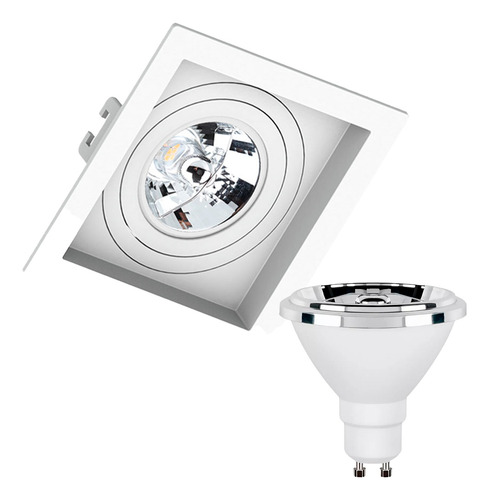 Kit 7 Spot Embutir Ar70 Gu10 + Lâmpadas Led Ar70 Inclusas