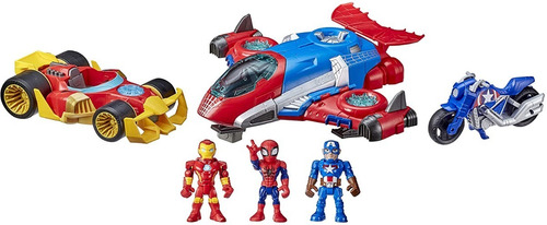 Marvel Super Hero Adventure Avengers 3 Figuras Y 3 Vehiculos