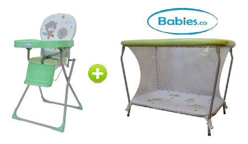 Silla De Comer Bebe Reforzada Plegable + Corralito Babymovil