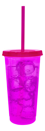 Vaso Mágico Cambia De Color C/tapa Y Popote 710 Ml, 10 Pzas