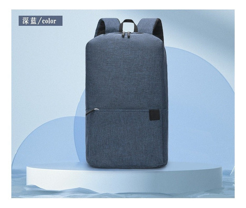 Mochila Mini Cross para hombre, pecho diagonal, USB, color azul, diseño de tela lisa