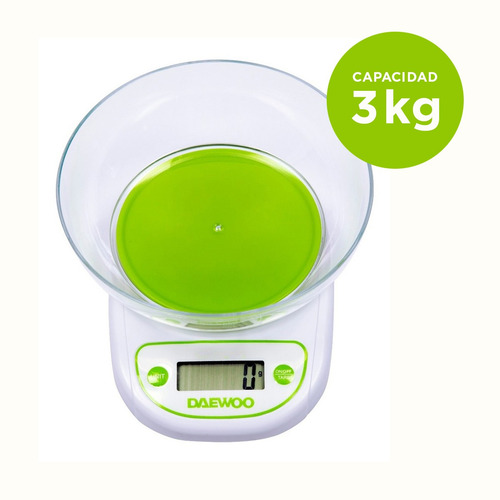 Imagen 6 de 9 de Balanza De Cocina Digital Con Bowl Lcd 3 Kg Daewoo Dks2054