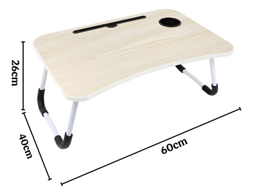 Mesa Desayunadora Plegable Cama Sillón Notebook Home Office Beige