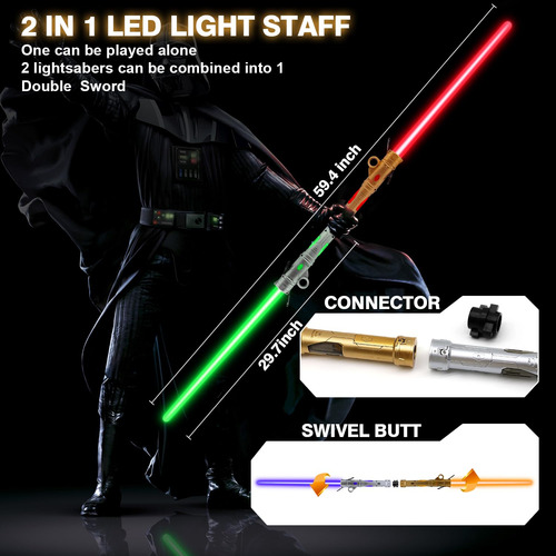 Gianby Sable De Luz Para Niños Juego De Espadas Led De Doble Plateado