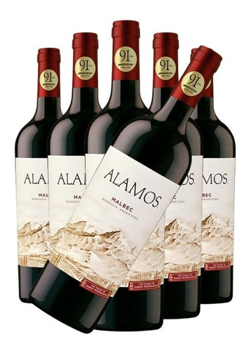 Vinho Alamos Malbec Caixa Com 06 Un 750 Ml - Tinto Argentino