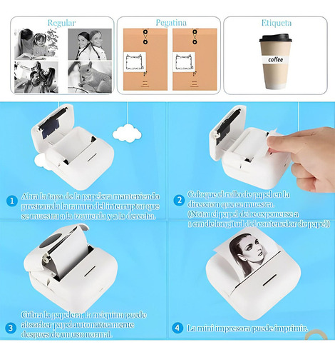 Mini Impresora Térmica Portátil Bluetooth 14 Roll 200 Dpi