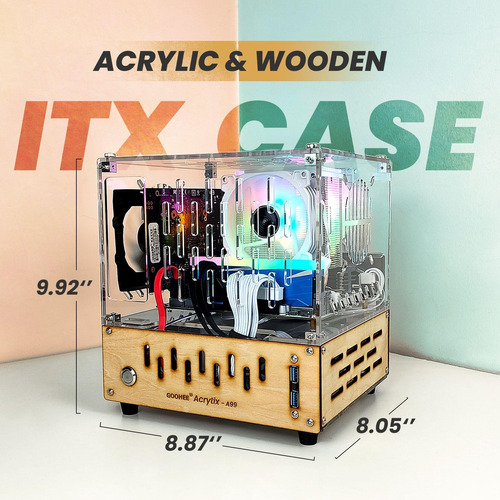 Gran Mini Itx Pc Case - Case Premium De Arcylic Y Wood Pc -