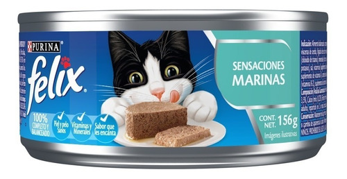 Alimento Felix Sensaciones Marinas para gato adulto sabor mix en lata de 156g