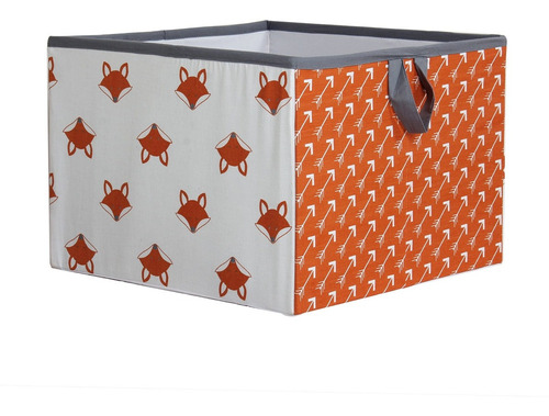 Bacati Playful Foxs Caja De Almacenamiento, Color Naranja/gr
