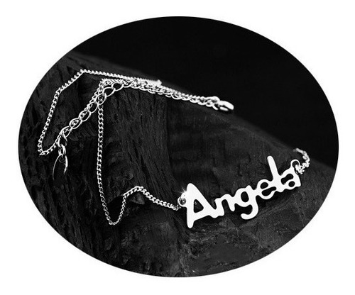Collar Cadena Dije Angela Oro Regalo Blanco 18k Mujer Joya