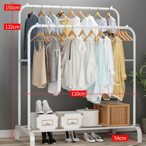 Perchero Organizador De Ropa Doble Color Blanco De Metal