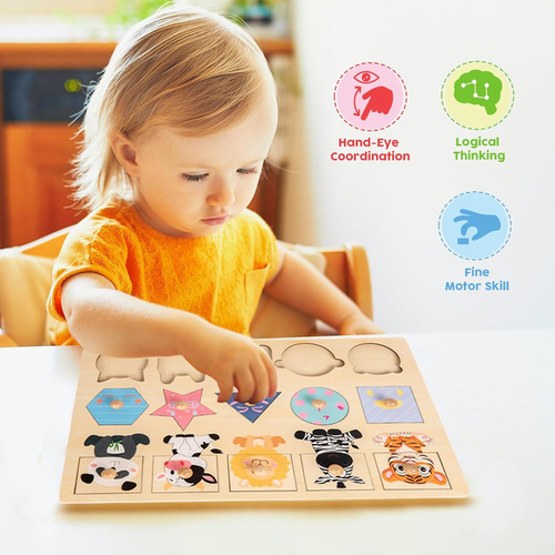 Adena Montessori Rompecabezas De Animales Y Formas A Juego P