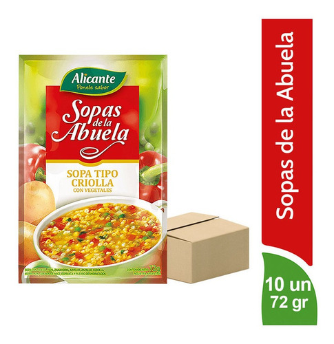 Pack X 10 U Alicante Sopas De La Abuela Criolla Veg X 72gr