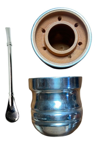 Imagen 2 de 5 de Mate De Madea Algarrobo Con Bombilla Argentino
