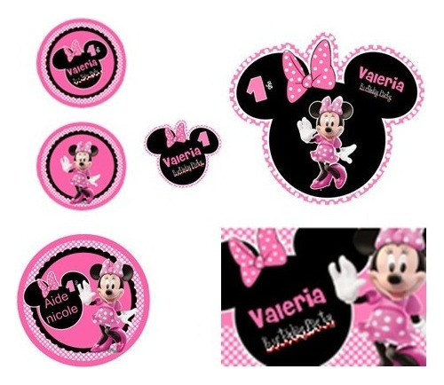 Kit Imprimible Minnie Mouse Rosa Decoración Candy Bar Fiesta