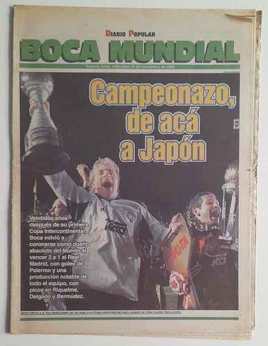 Diario Popular Boca Real Madrid Campeon Del Mundo!! Año 2000