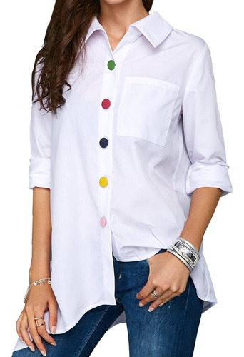 Blusón Moda Dama Colores Camisa Larga  Fresca