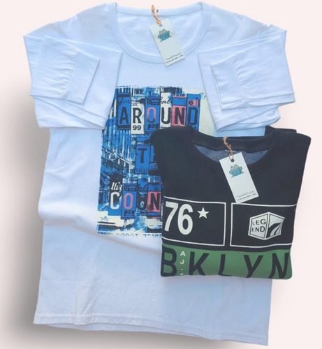 Imagen 1 de 2 de Remeras De Algodón Manga Larga Estampadas Niños