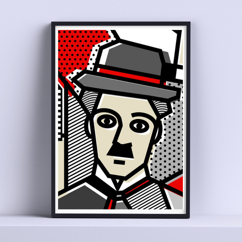 Cuadro Charles Chaplin Abstracto 30x40cm Deco Listo P Colgar