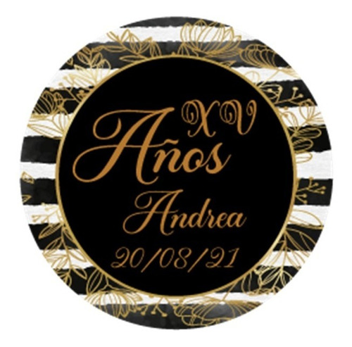 Etiquetas Para Xv Años Personalizadas Adheribles 90 Pz 5cm