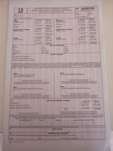 Formularios 15 (cesión Derechos) - Auto/moto Y Envió Gratis