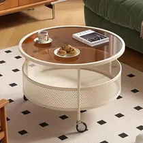 Comprar Mesa De Centro Redonda Con Ruedas Y Cesta De Almacenaje