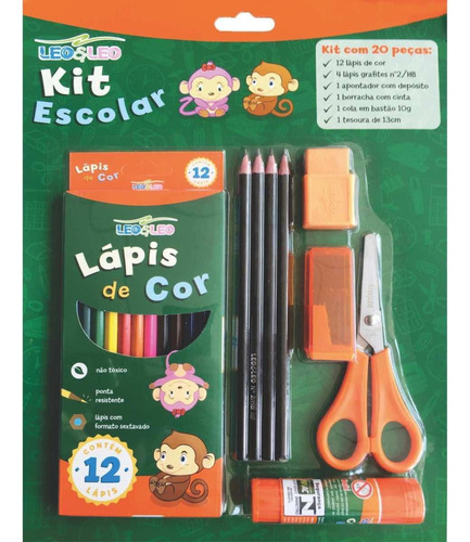 Kit Escolar Kit Com 20 Peças Blister