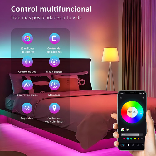 Foco Inteligente Bombilla Wifi Rgbcw 9w Led Alexa Multicolor