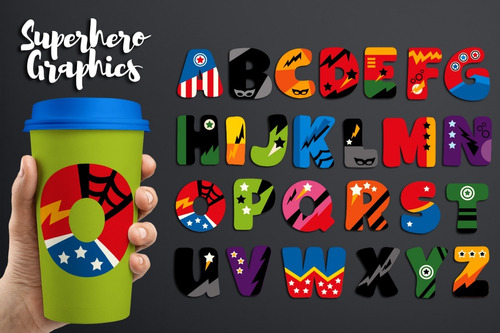 Kit Imágenes Digitales Alfabeto Letras Superheroes 