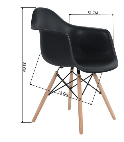 Sillas De Comedor Set De 2 Con Brazos Kohler Negro Eames