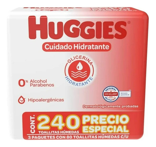 2 Pza Toallitas Húmedas Para Bebé Huggies Cuidado Hidratante