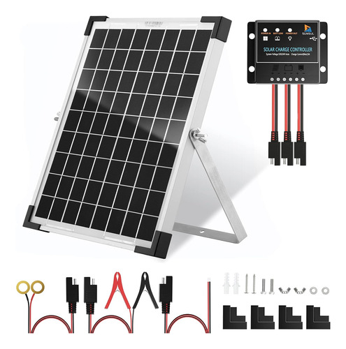 Kit De Panel Solar De 10 W, 12 V, Cargador De Mantenimi...