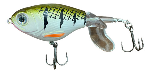 Señuelo Whopper Plopper 9.3cm 16grs Helice Sup Dorado Tarari Color Verde Negro Aleta Naranja