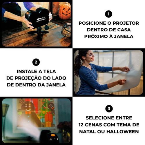 Projetor De Luz Halloween E Natalino Parede E Janela Luxo