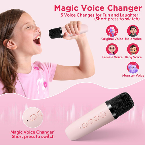 Mini Máquina De Karaoke Bluetooth Con 2 Micrófonos Inalámbri