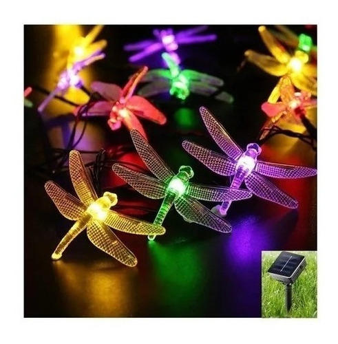 Imagen 8 de 8 de Guirnalda Luces Led Hadas Solar Libélula Exterior E Interior