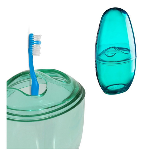 Porta Cepillo Dental Con Tapa Spoom, Brinox Coza 20858 Color Verde Transparente
