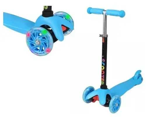Patinete Infantil PATINETE Azul 3 Rodas LED Ajustável Modelo Menino