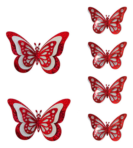 Decoración B De Mariposas Rojas Huecas De Tres Capas