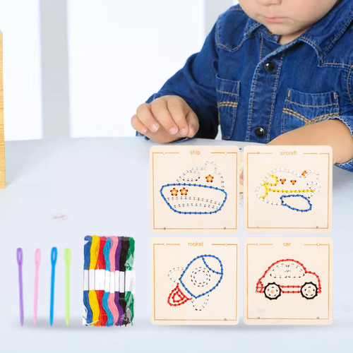 Juego De Mesa Bordado Con Cordones De Madera, Vehículos