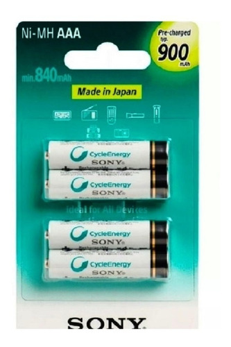 Nova Pilha Palito Aaa Pré-recarregada Sony 900mah Original