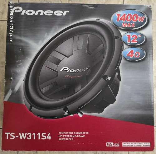 Pioneer Champions Ts-w311s4 12 Subwoofer Auto 1400w 400rms Negro (Reacondicionado)